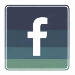 A square icon with a stylized white lowercase f centered on a dark blue and green striped background, resembling the Facebook logo—perfect for sharing photos of your mini Bernese Mountain Dog.